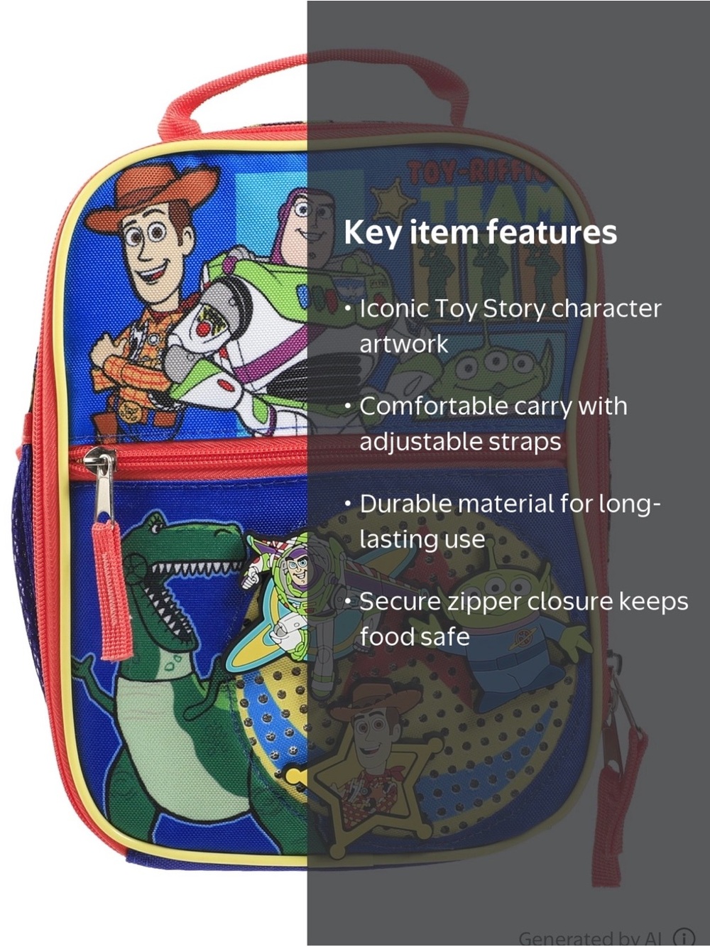 Disney Toy Story Character Lunch Tote - Blue, Red, Yellow, Green - Picture 6 of 6